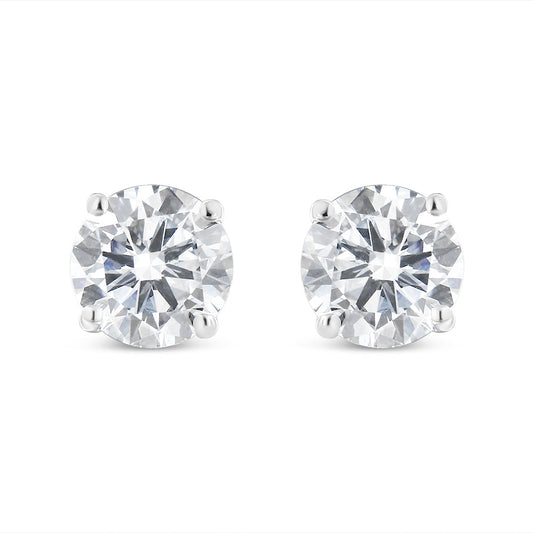 14K White Gold 1-1/2 Cttw Round Brilliant-Cut Near Colorless Diamond Classic 4-Prong Stud Earrings with Screw Backs (H-I Color, SI1-SI2 Clarity)-0