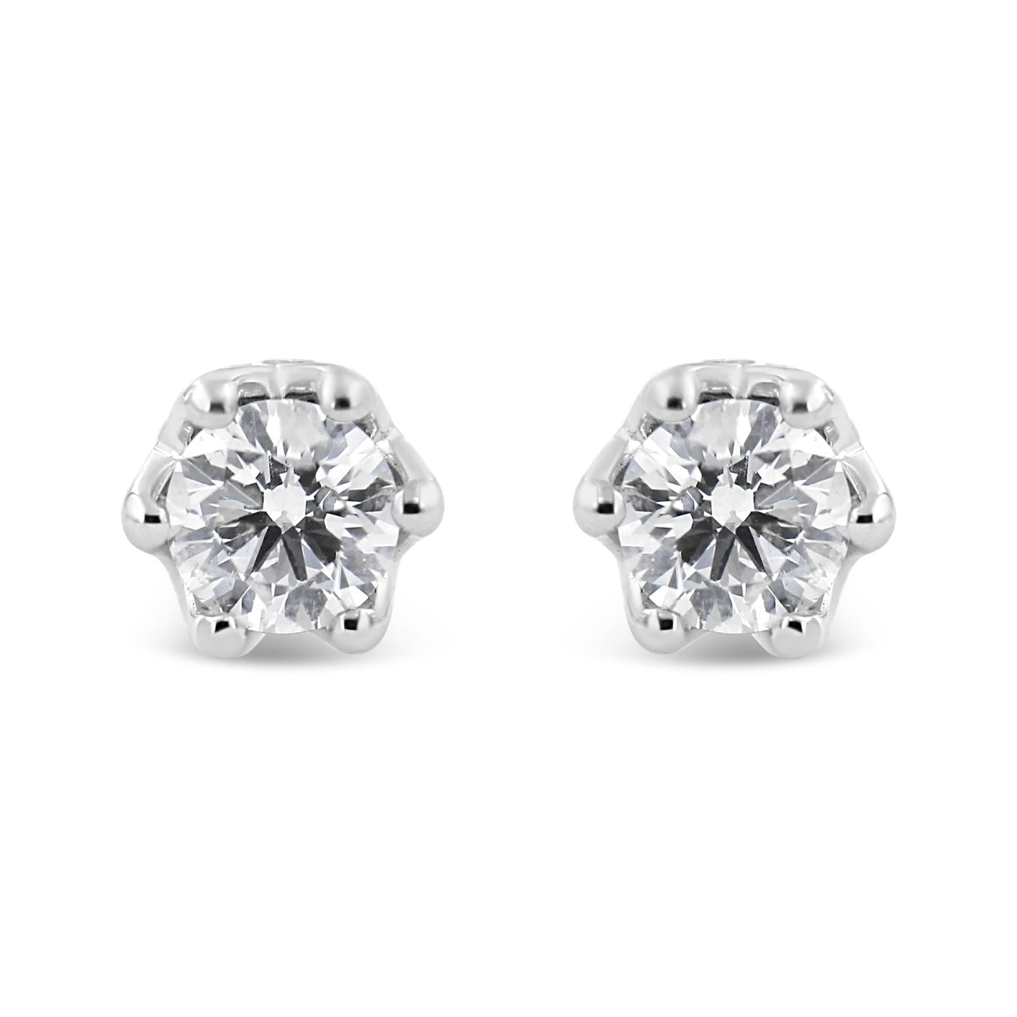 14K Gold 1/2 Cttw Round Diamond Crown Stud Earring (I-J Color, I1-I2 Clarity)-0