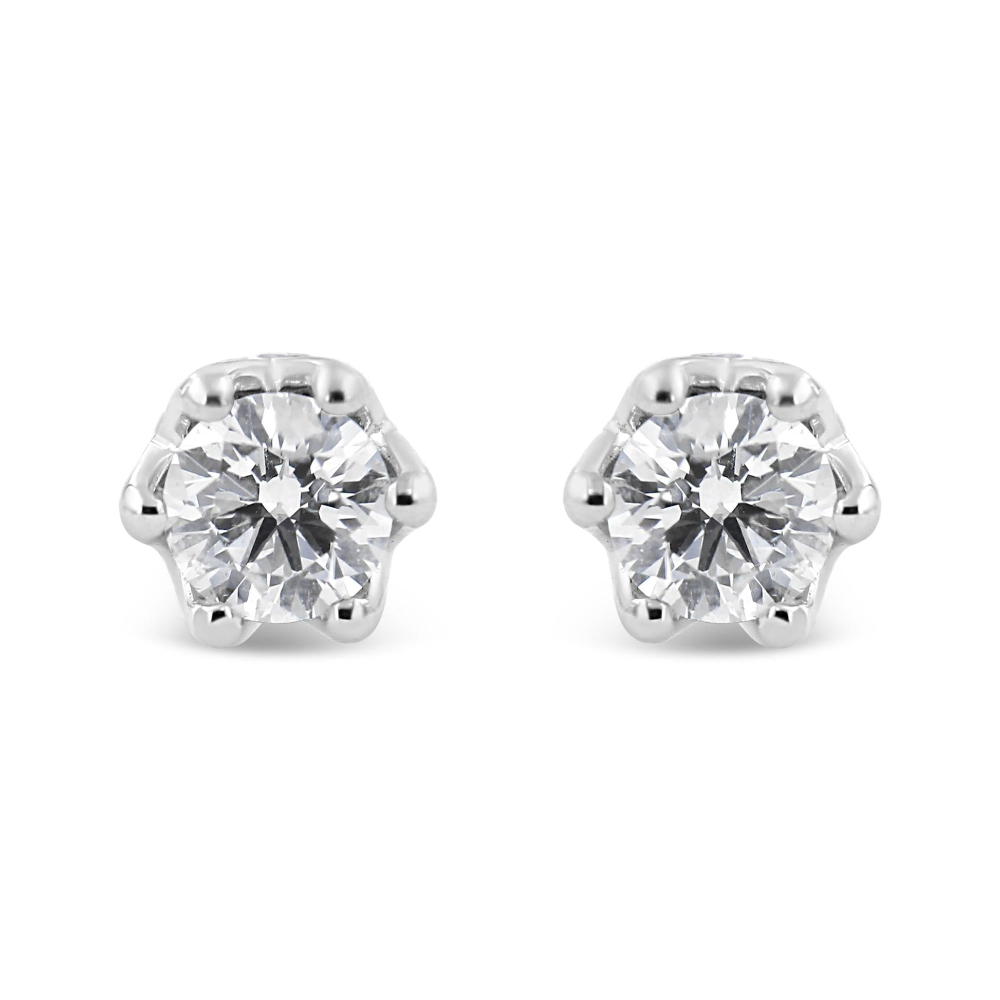 14K Gold 1/2 Cttw Round Diamond Crown Stud Earring (I-J Color, I1-I2 Clarity)-0