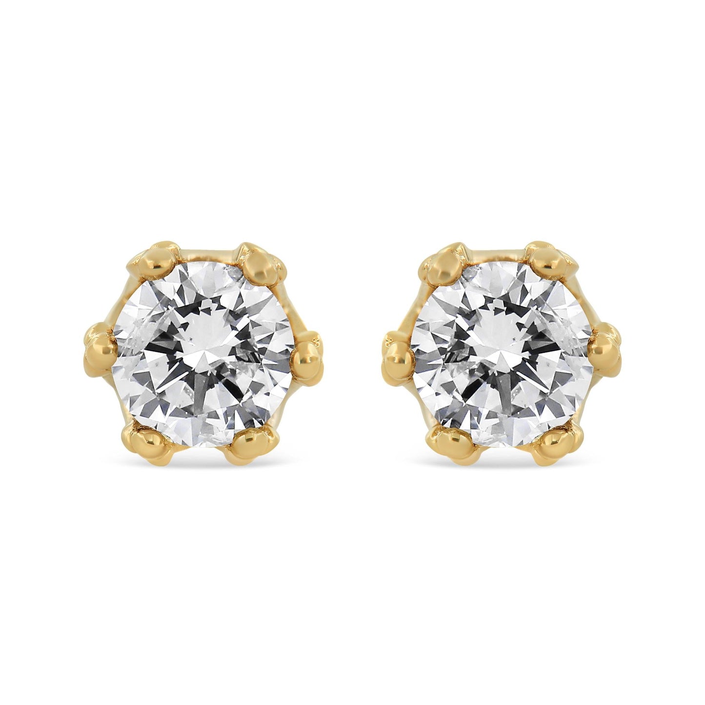 14K Gold 1/2 Cttw Round Diamond Crown Stud Earring (I-J Color, I1-I2 Clarity)-1