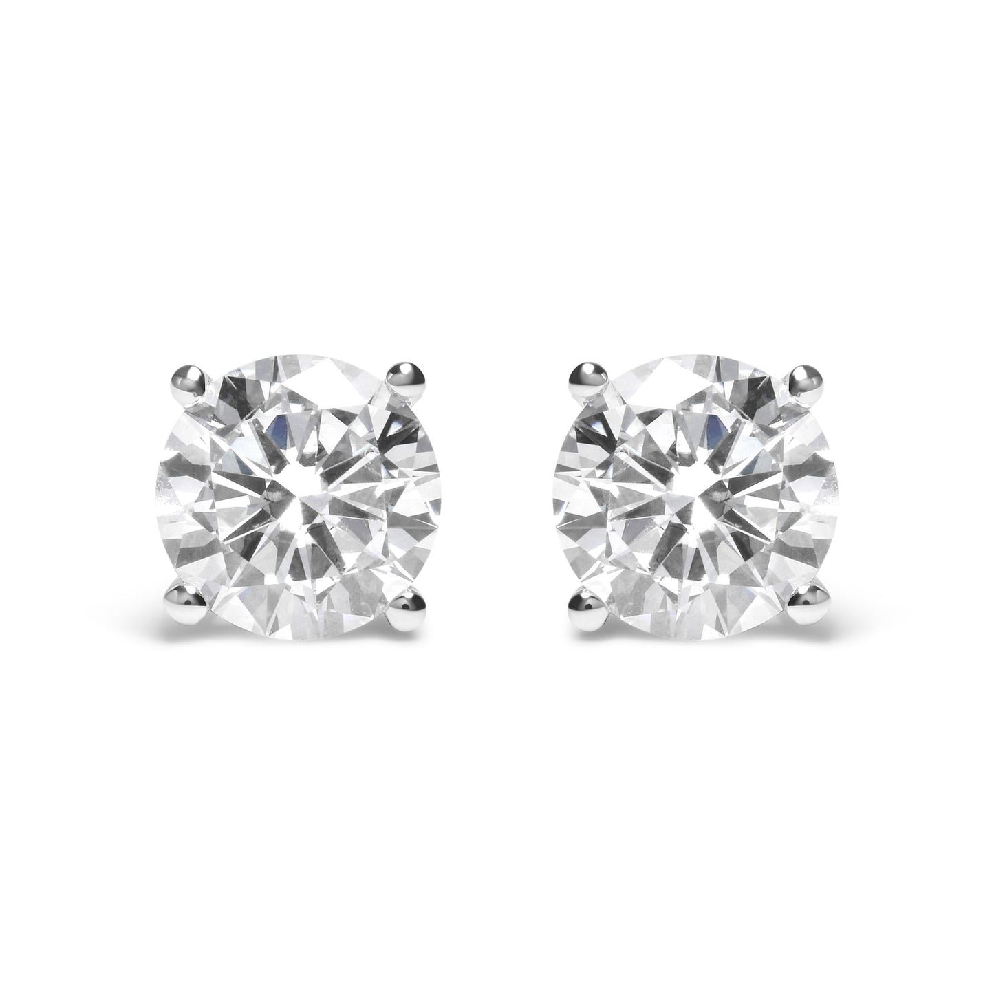 14K White Gold Round Brilliant-Cut Lab Grown Diamond Classic 4-Prong Stud Earrings with Screw Backs (G-H Color. VS1-VS2 Clarity)-0