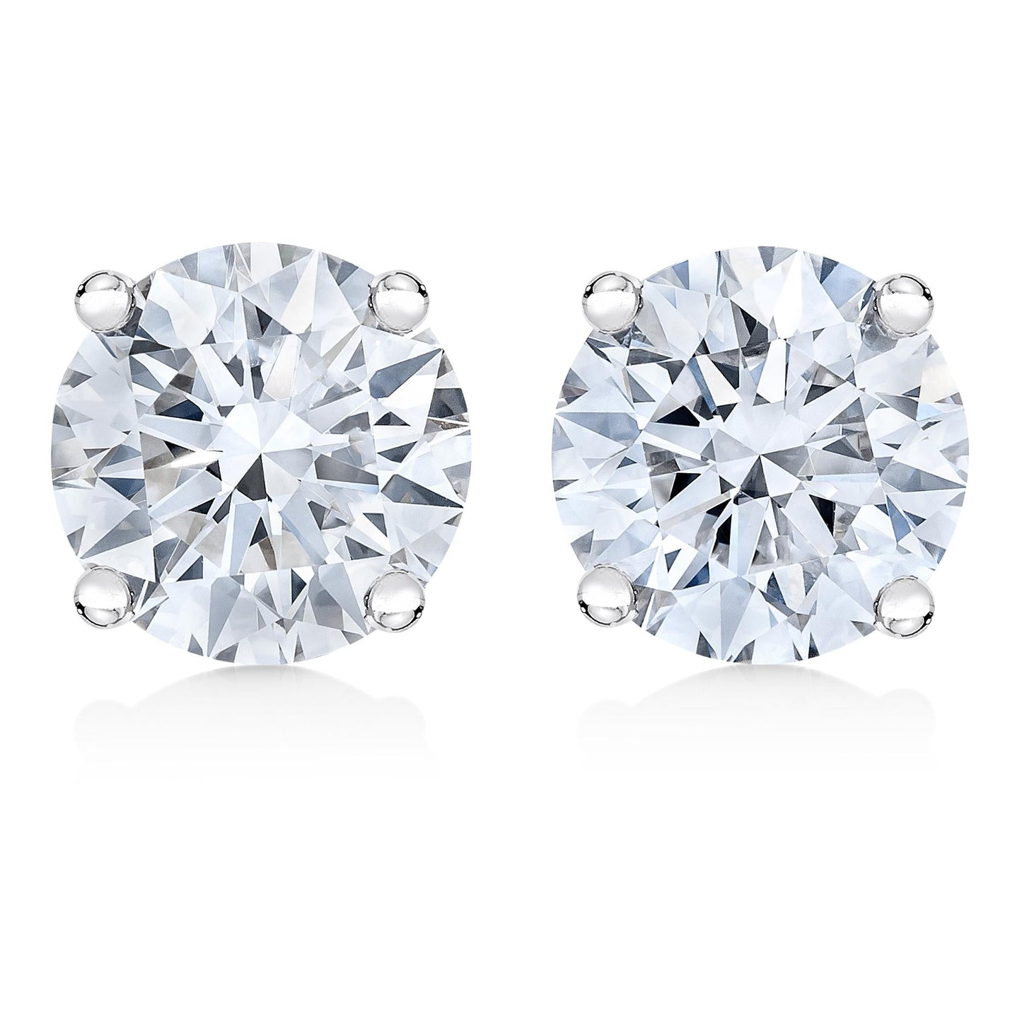 10K Gold Lab Created Round Brilliant Cut Diamond Classic 4-Prong Solitaire Stud Earrings-1