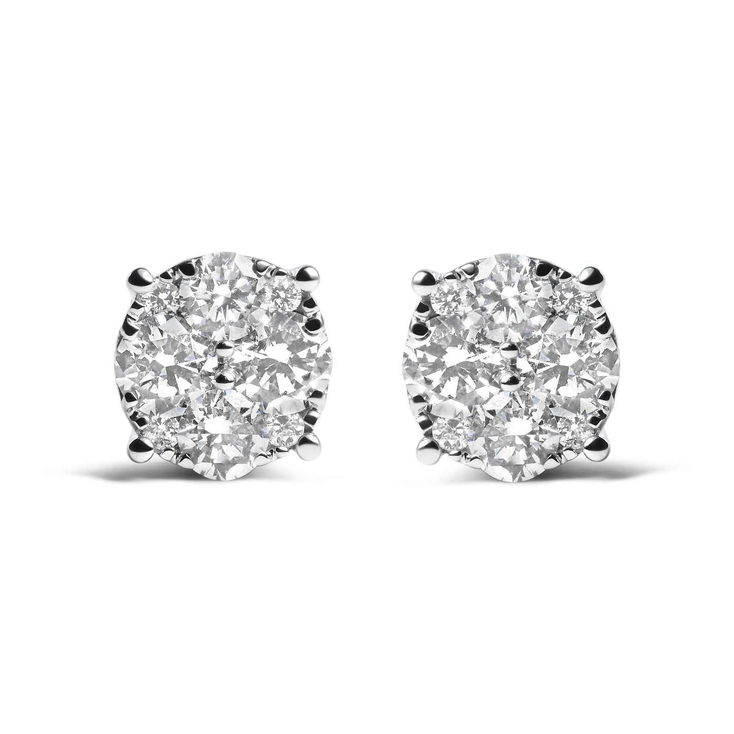 14K White Gold 2.00 Cttw Lab Grown Diamond Cluster Stud Earrings (G-H Color, VS1-VS2 Clarity)-0