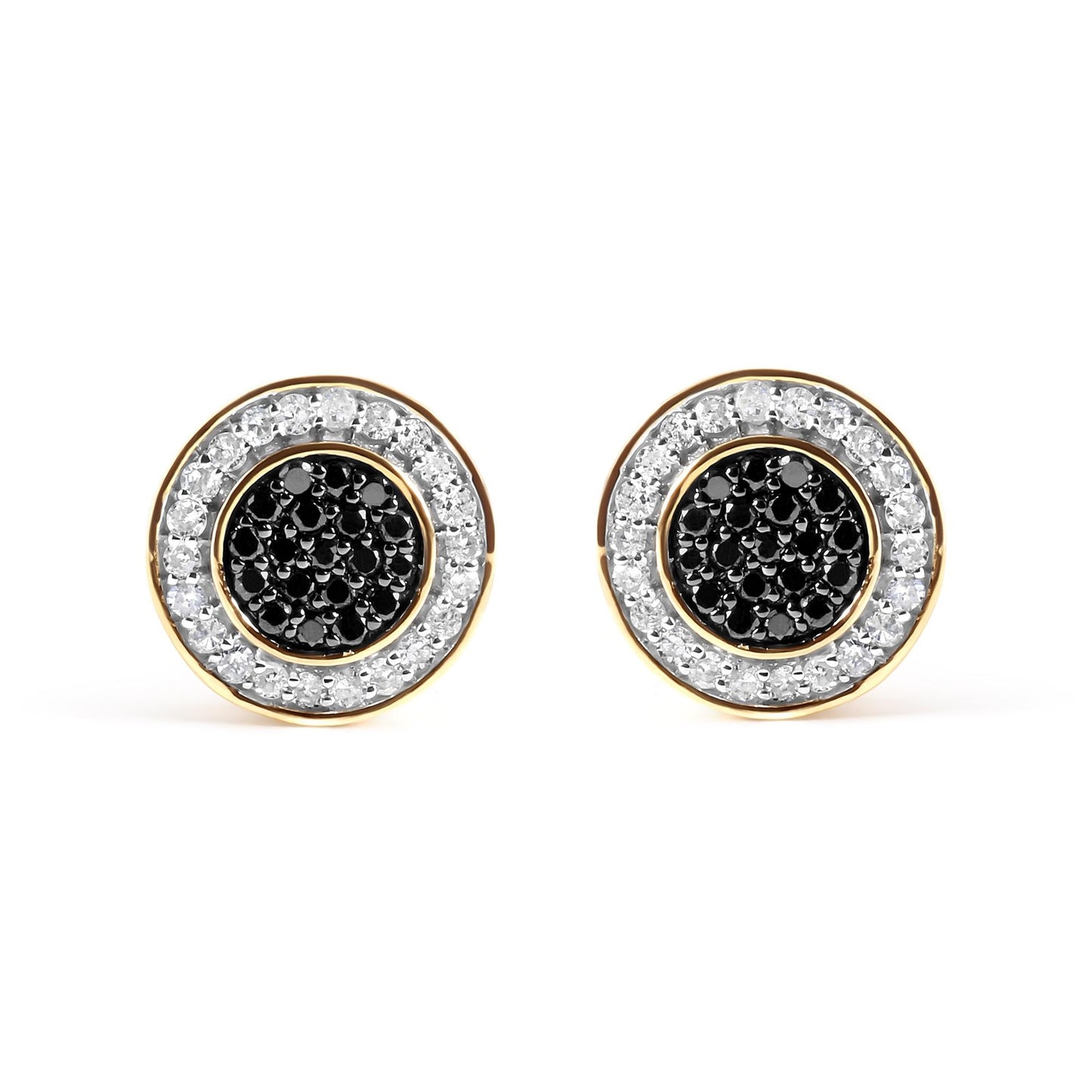 14K Yellow Gold Plated .925 Sterling Silver 1/3 Cttw White and Black Treated Diamond Earring (Black / I-J Color, I2-I3 Clarity)-0