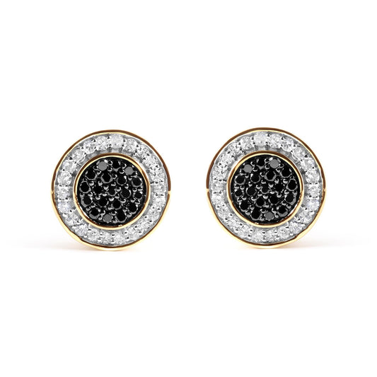 14K Yellow Gold Plated .925 Sterling Silver 1/3 Cttw White and Black Treated Diamond Earring (Black / I-J Color, I2-I3 Clarity)-0