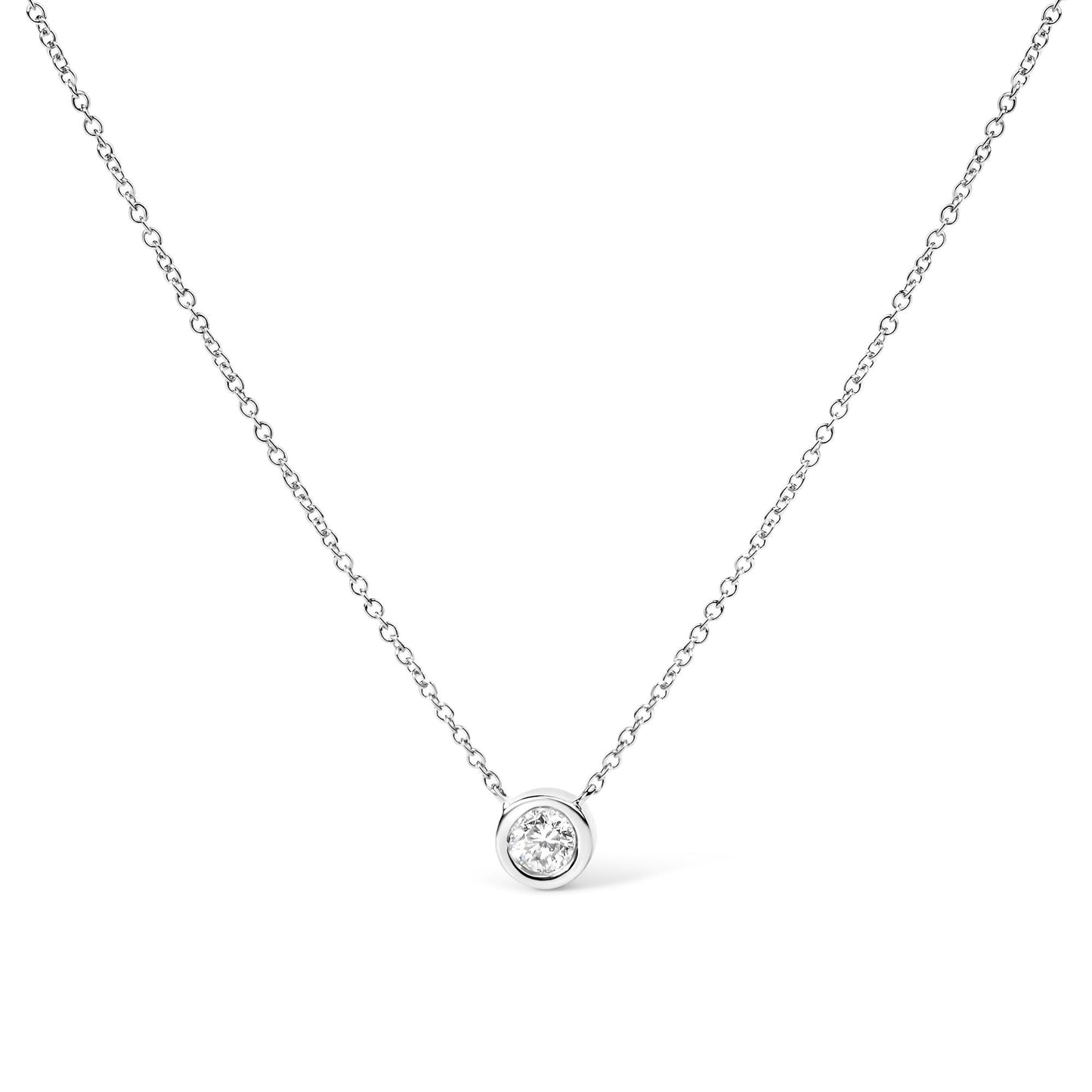 14K Gold Lab Grown Diamond Modern Bezel-Set Solitaire 16"-18" Pendant Necklace (F-G Color, VS2-SI1 Clarity)-0