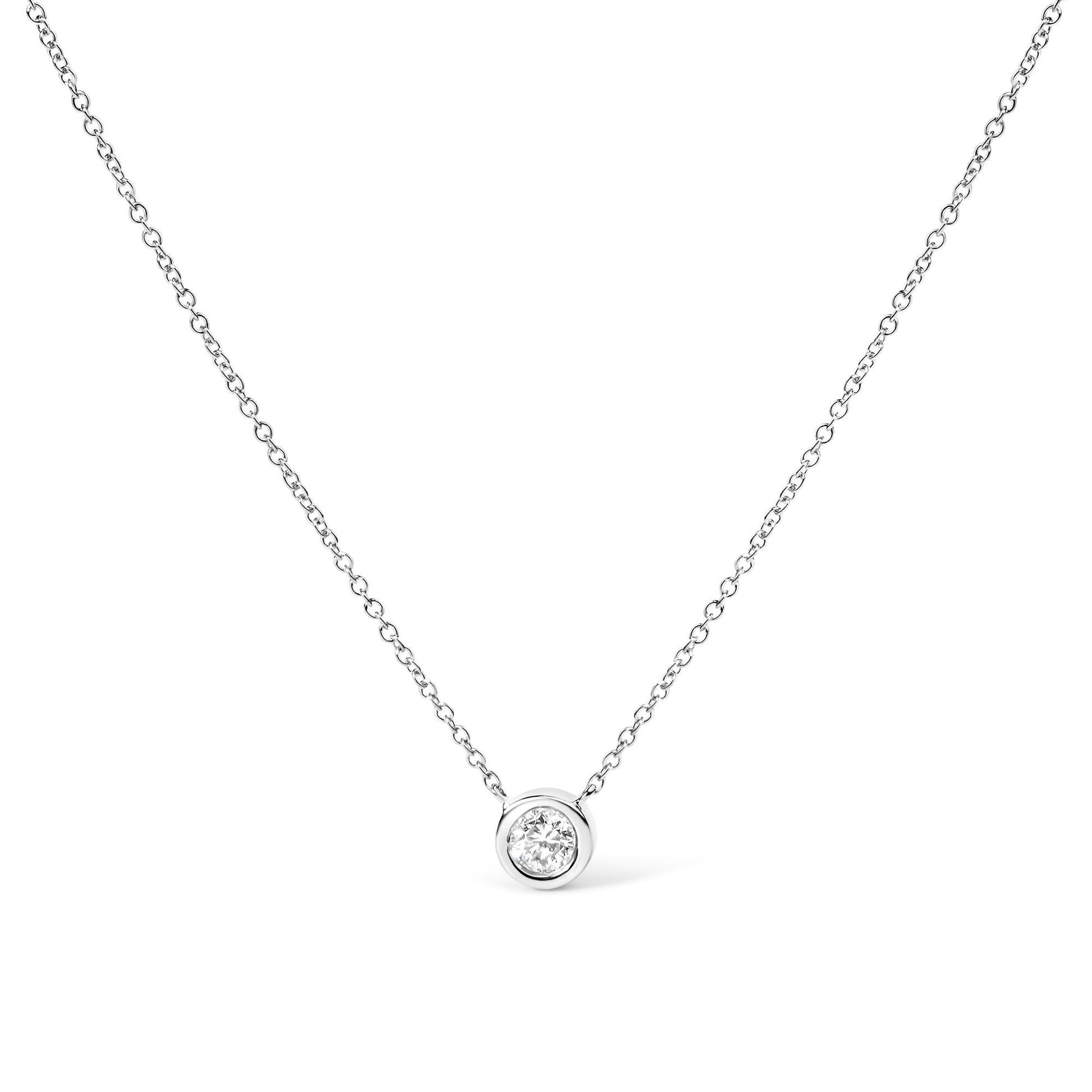 14K Gold Lab Grown Diamond Modern Bezel-Set Solitaire 16"-18" Pendant Necklace (F-G Color, VS2-SI1 Clarity)-0