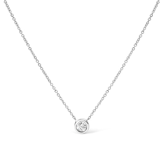 14K Gold Lab Grown Diamond Modern Bezel-Set Solitaire 16"-18" Pendant Necklace (F-G Color, VS2-SI1 Clarity)-0