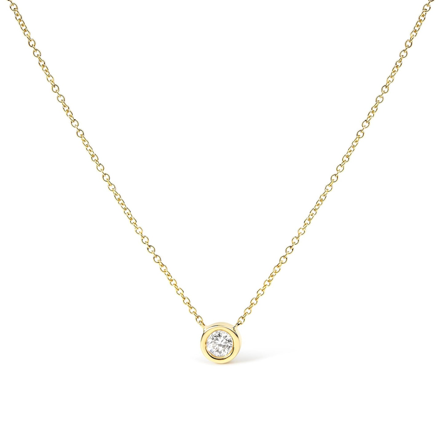 14K Gold Lab Grown Diamond Modern Bezel-Set Solitaire 16"-18" Pendant Necklace (F-G Color, VS2-SI1 Clarity)-2