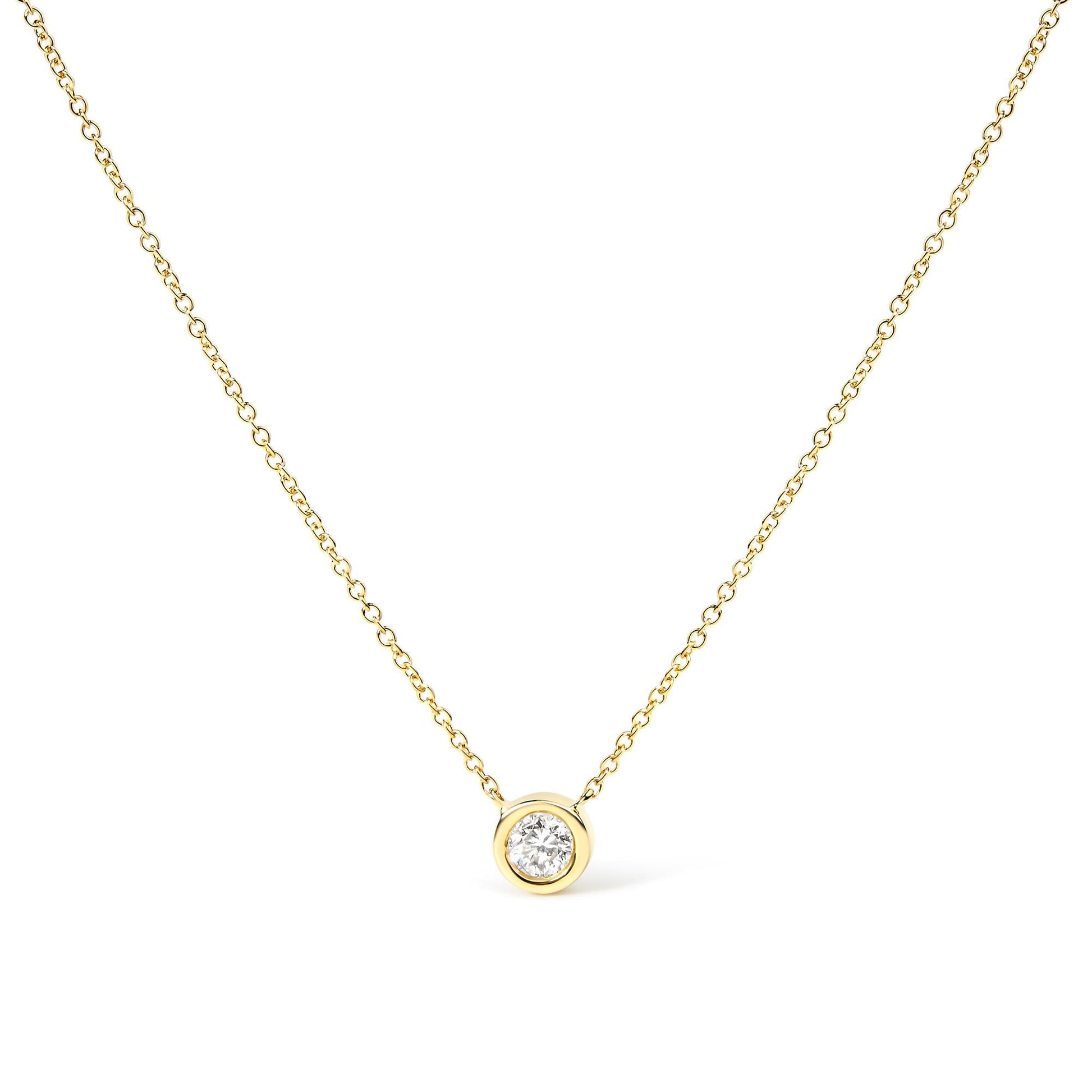 14K Gold Lab Grown Diamond Modern Bezel-Set Solitaire 16"-18" Pendant Necklace (F-G Color, VS2-SI1 Clarity)-2