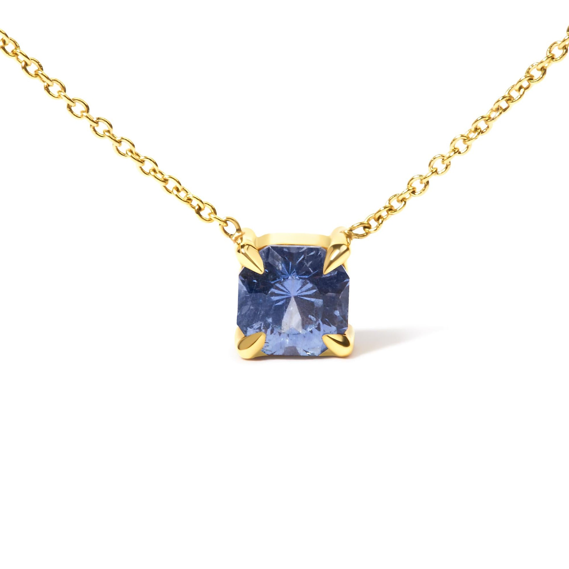 14k Yellow Gold 4/5 Cttw Natural Cushion Cut Blue Sapphire Solitaire Pendant Necklace - 15-16 Inches Adjustable-1