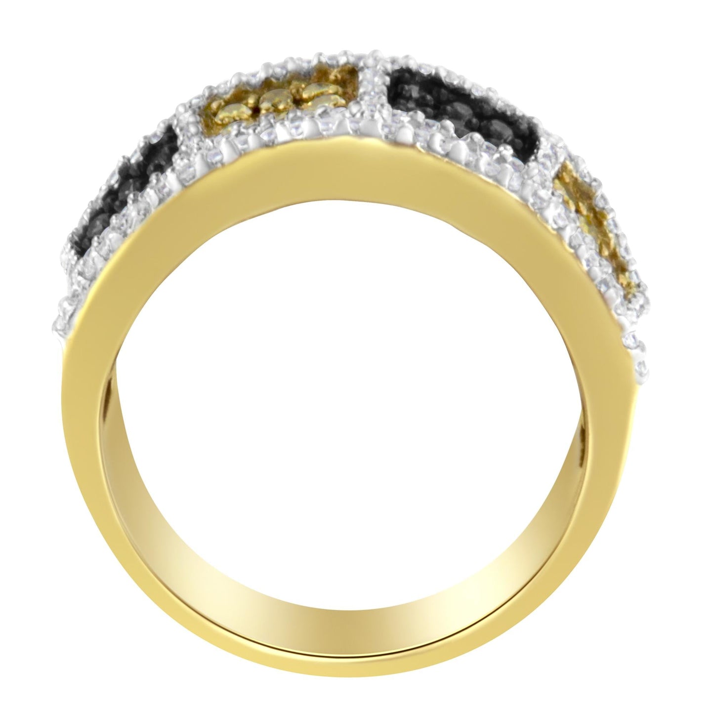 14KT Yellow Gold Champagne, Yellow and Round Diamond Band Ring (1 1/2 cttw, H-I Color, I1-I2 Clarity)-1