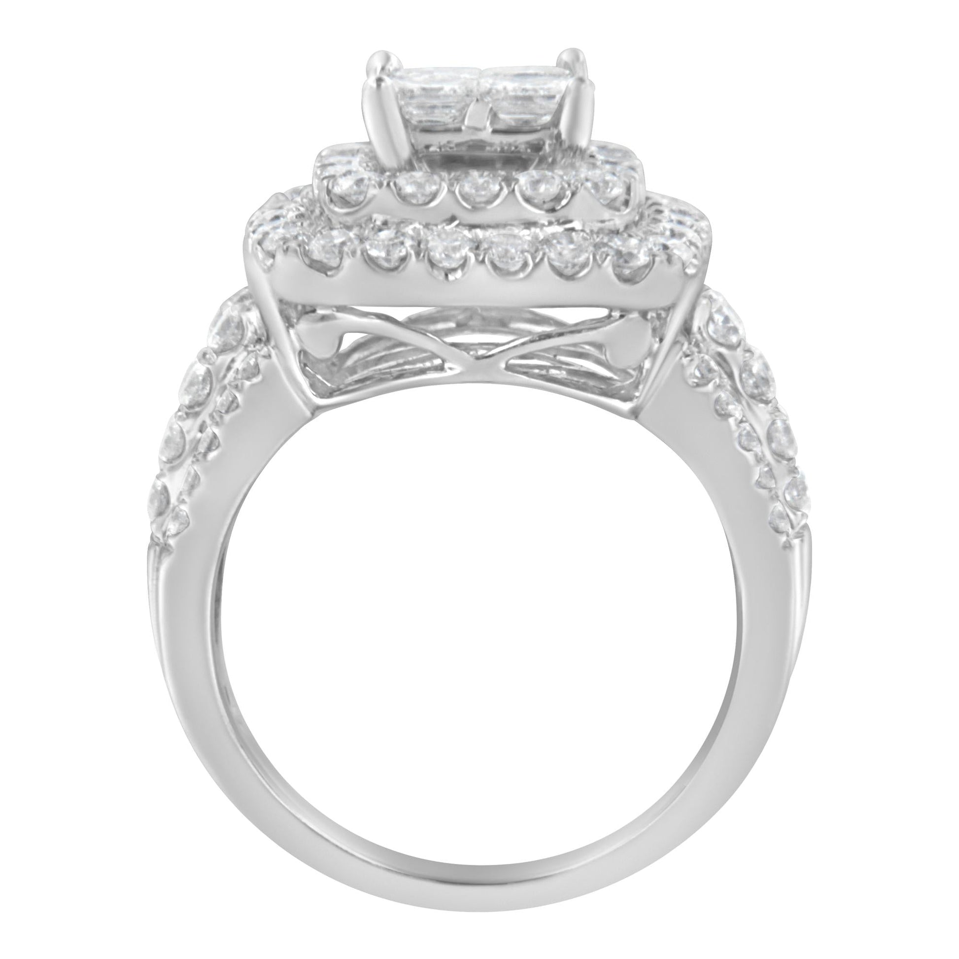 14KT White Gold Round and Princess Diamond Ring (2 1/4 cttw, H-I Color, SI1-SI2 Clarity)-1