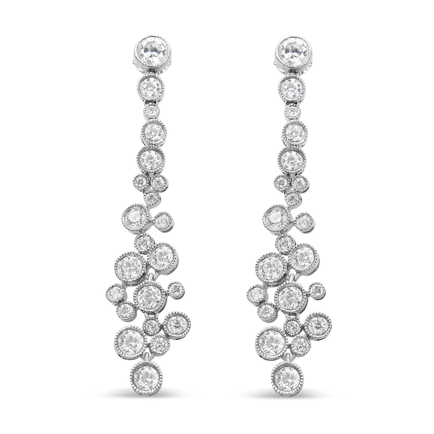 18K White Gold 3.15 Cttw Round Diamond Waterfall Drop Dangle Stud Earrings (H-I Color, VS1-VS2 Clarity)-1