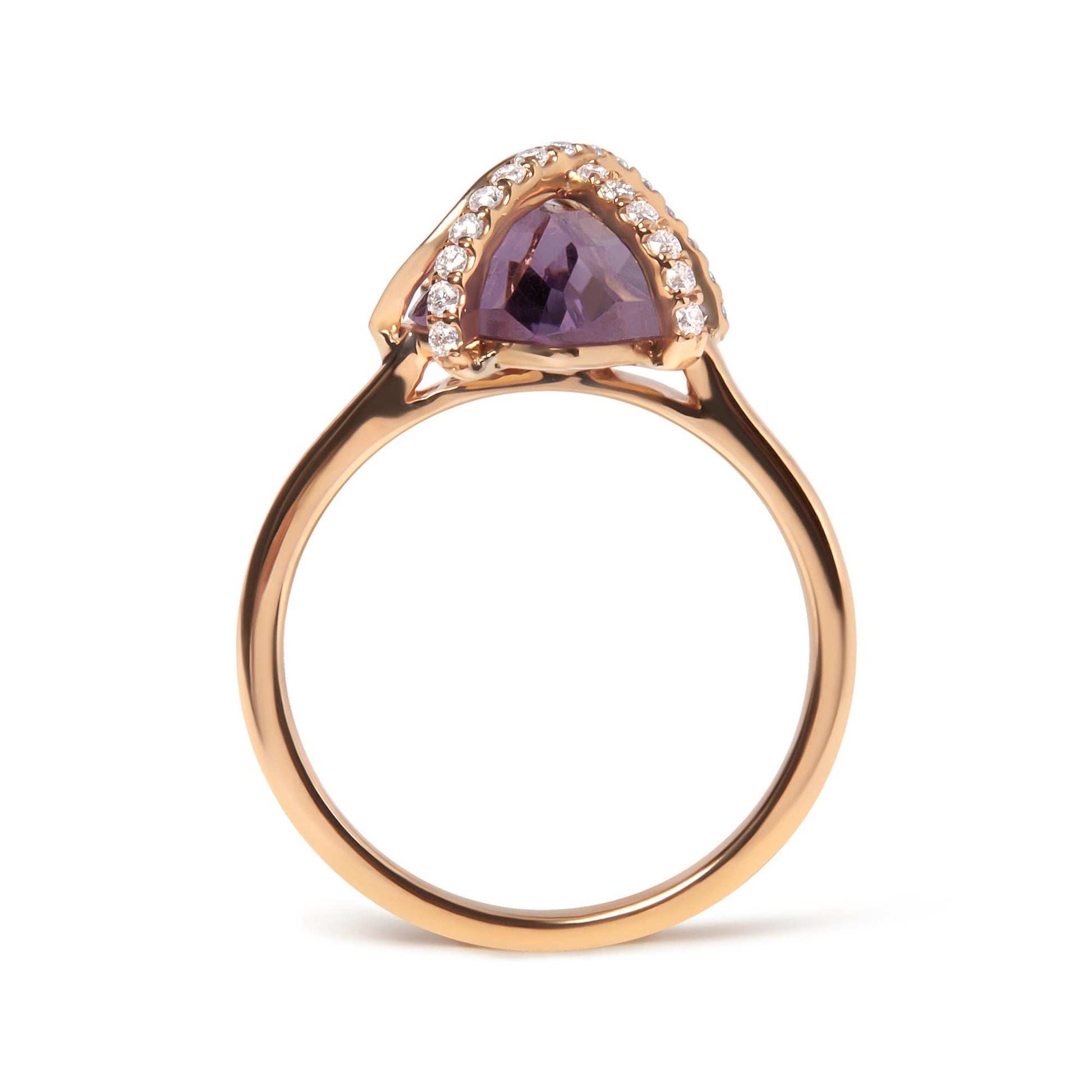 14K Rose Gold 1/5 Cttw Diamond Wrapped 15x15 MM Purple Amethyst Cocktail Ring (G-H Color, SI1-SI2 Clarity)-1