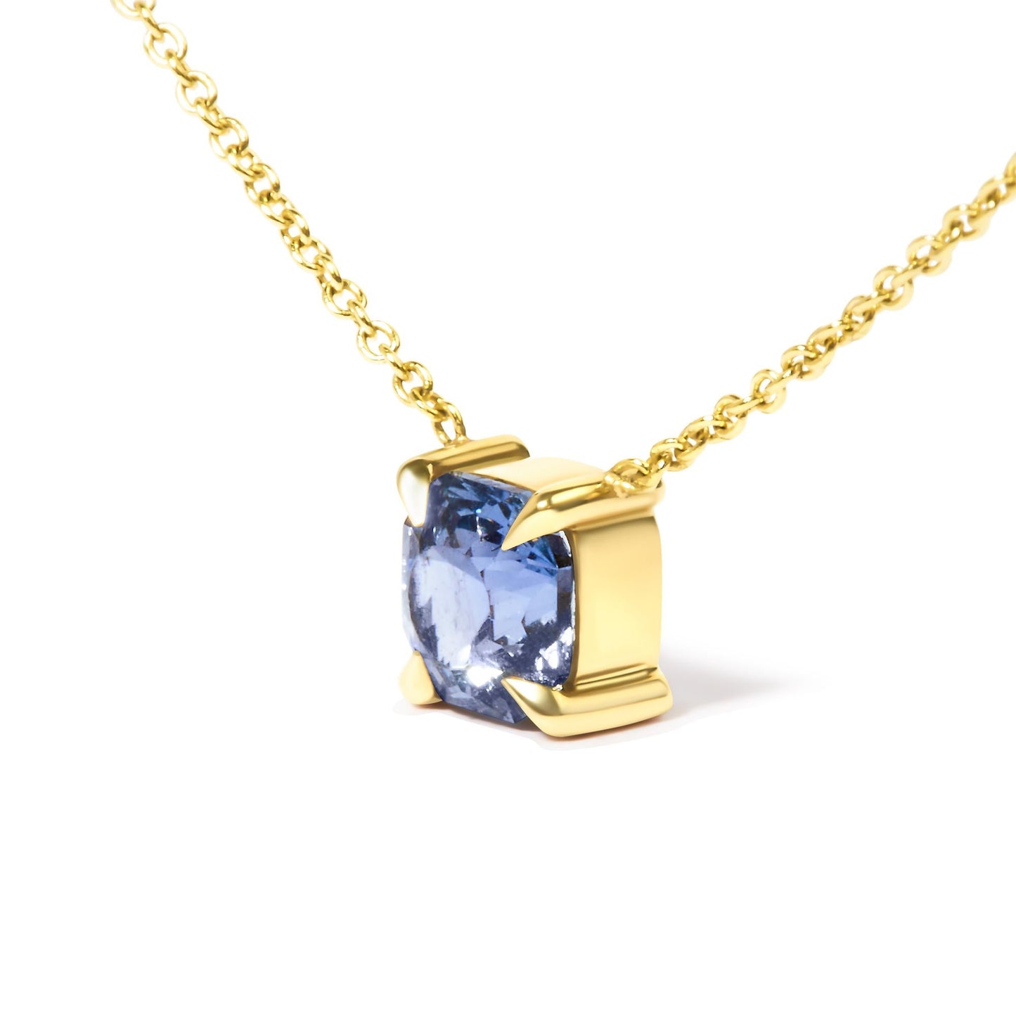 14k Yellow Gold 4/5 Cttw Natural Cushion Cut Blue Sapphire Solitaire Pendant Necklace - 15-16 Inches Adjustable-2