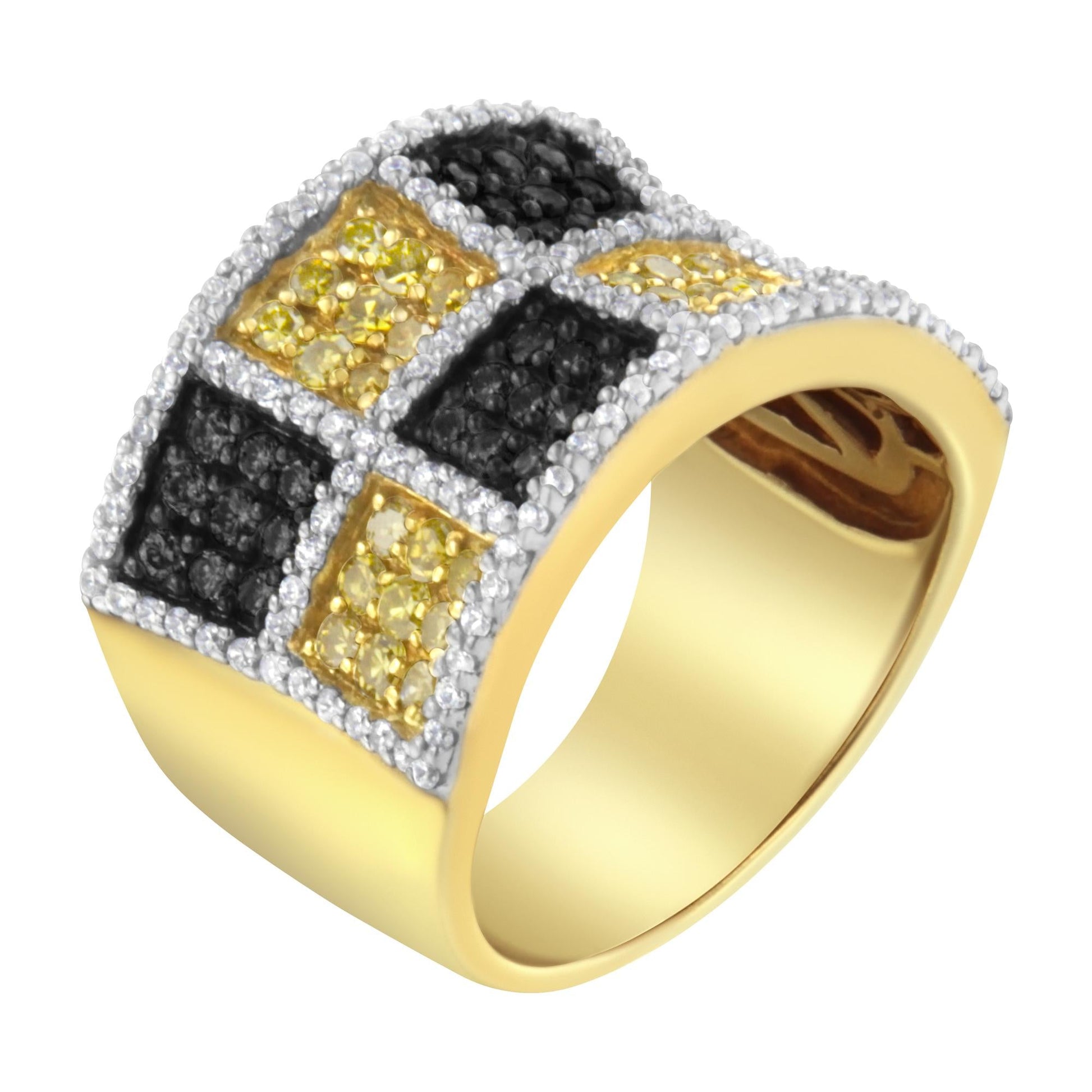 14KT Yellow Gold Champagne, Yellow and Round Diamond Band Ring (1 1/2 cttw, H-I Color, I1-I2 Clarity)-2