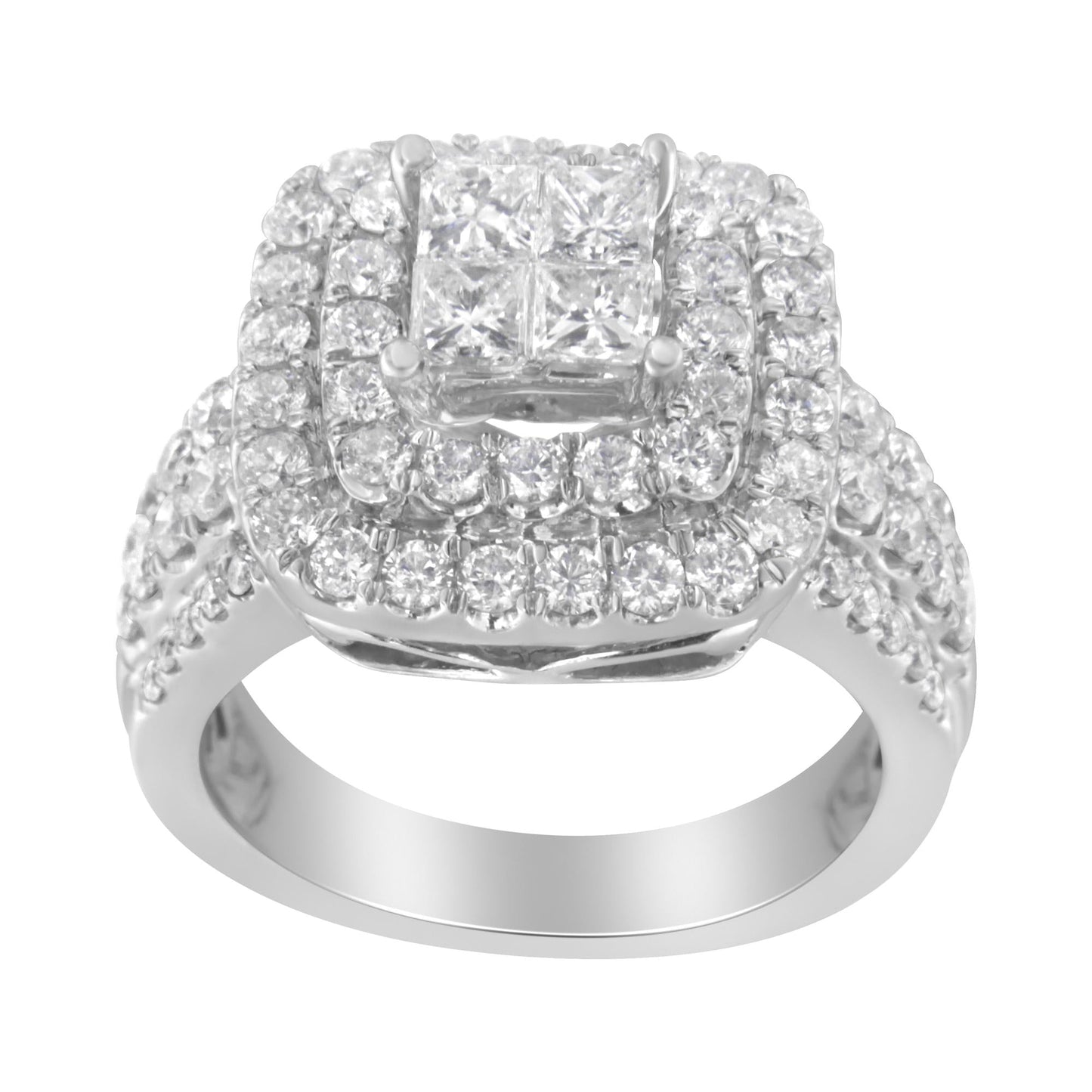 14KT White Gold Round and Princess Diamond Ring (2 1/4 cttw, H-I Color, SI1-SI2 Clarity)-2