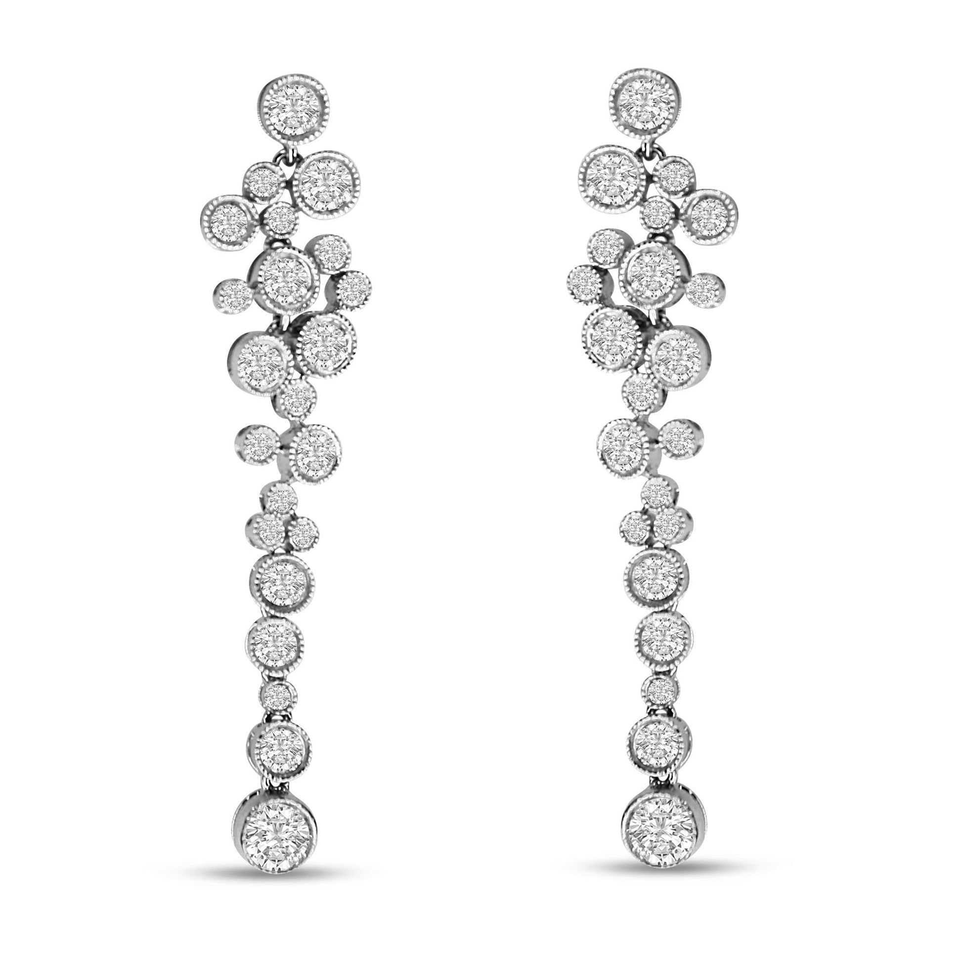 18K White Gold 3.15 Cttw Round Diamond Waterfall Drop Dangle Stud Earrings (H-I Color, VS1-VS2 Clarity)-2