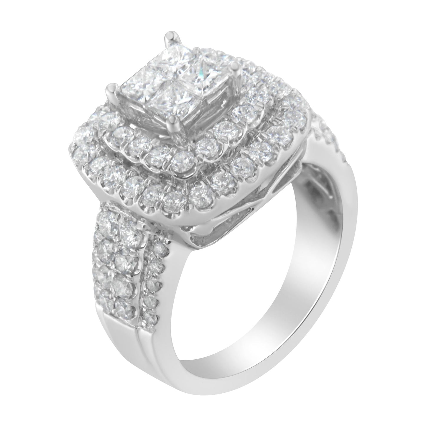 14KT White Gold Round and Princess Diamond Ring (2 1/4 cttw, H-I Color, SI1-SI2 Clarity)-3