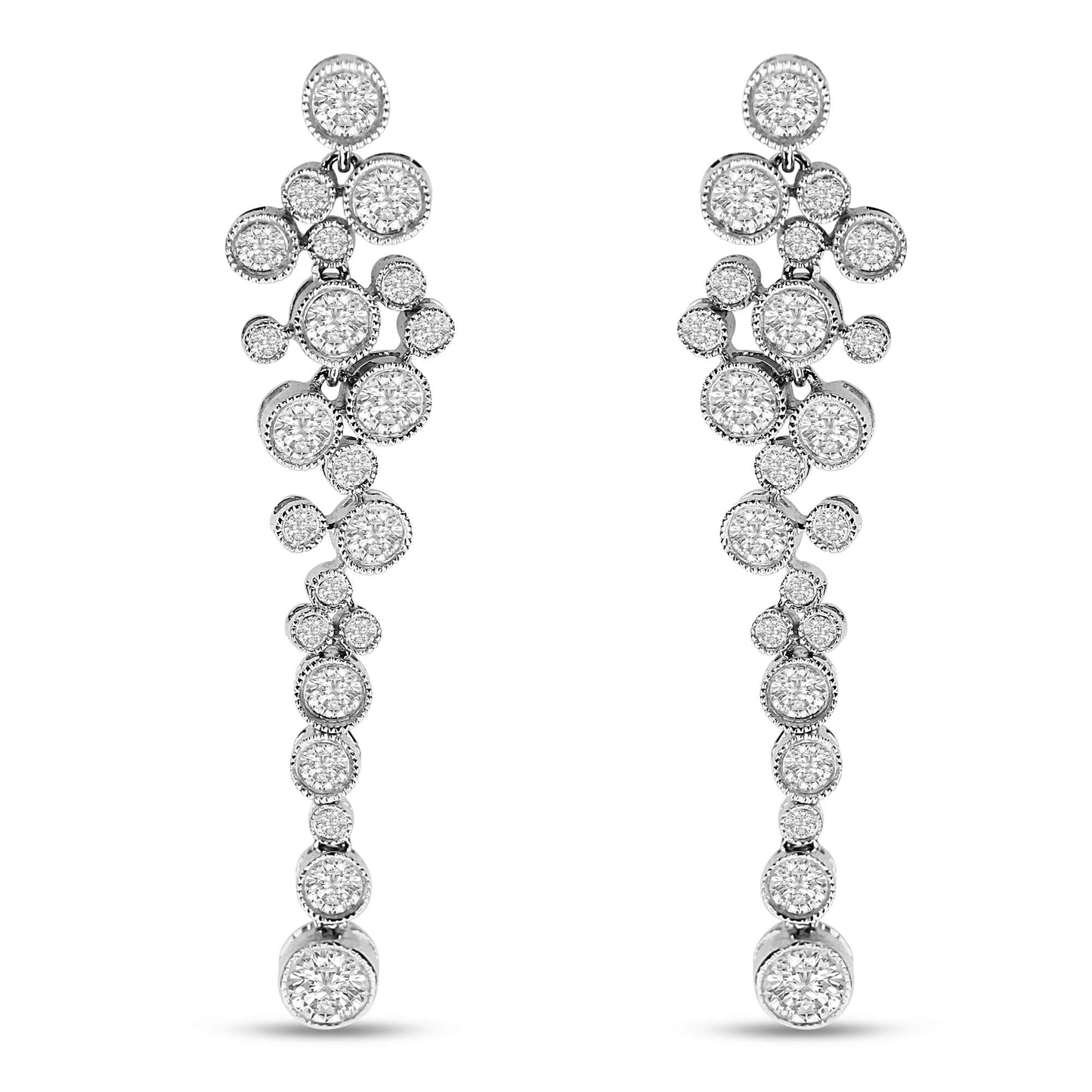 18K White Gold 3.15 Cttw Round Diamond Waterfall Drop Dangle Stud Earrings (H-I Color, VS1-VS2 Clarity)-3