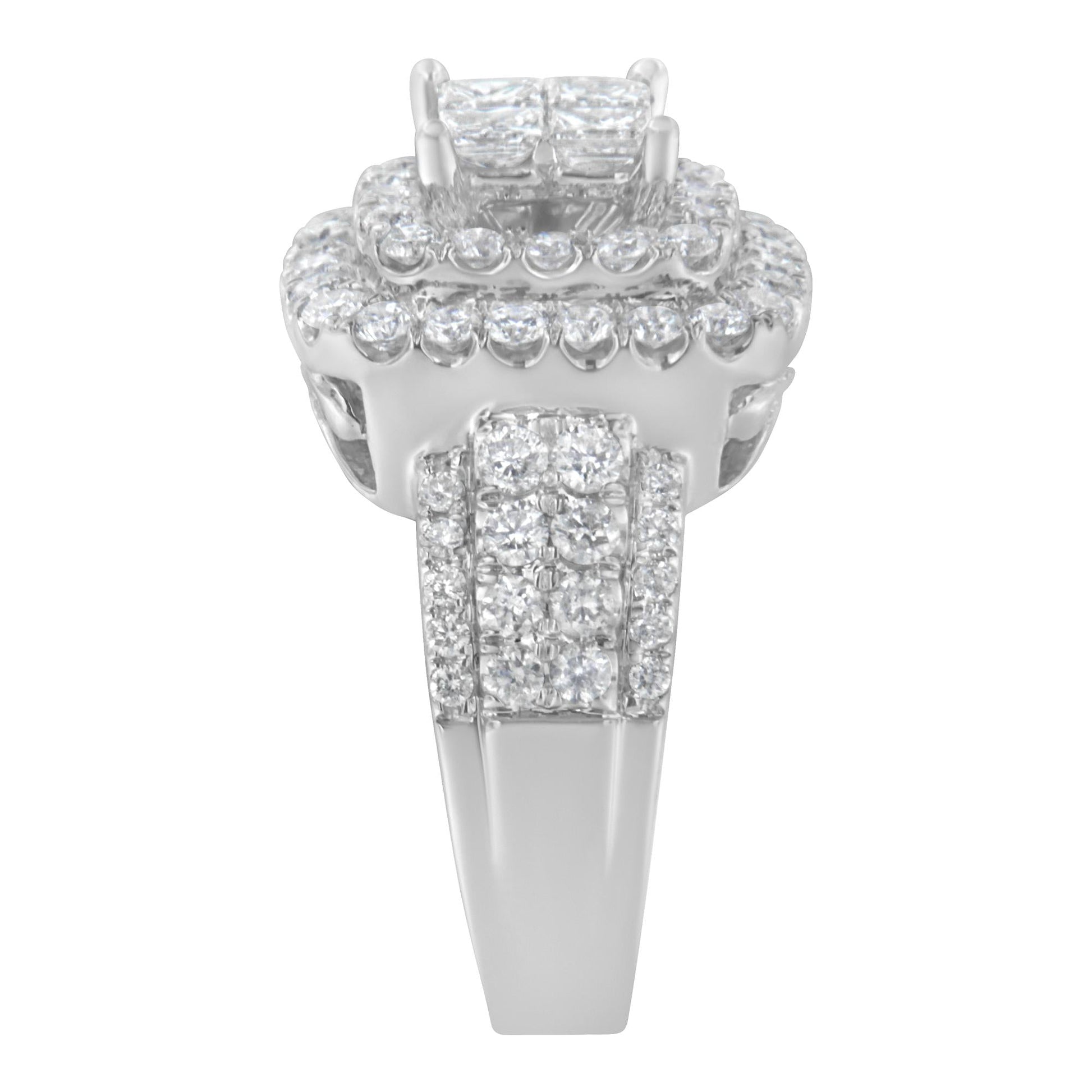 14KT White Gold Round and Princess Diamond Ring (2 1/4 cttw, H-I Color, SI1-SI2 Clarity)-4