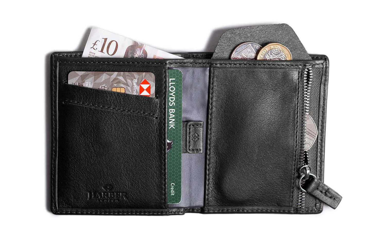 Leather Bifold Zip Wallet with RFID Protection-5