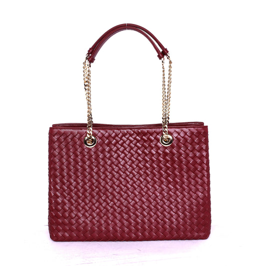 Mizrabi Ladies Fashion Maroon Leather Shoulder Bag-0