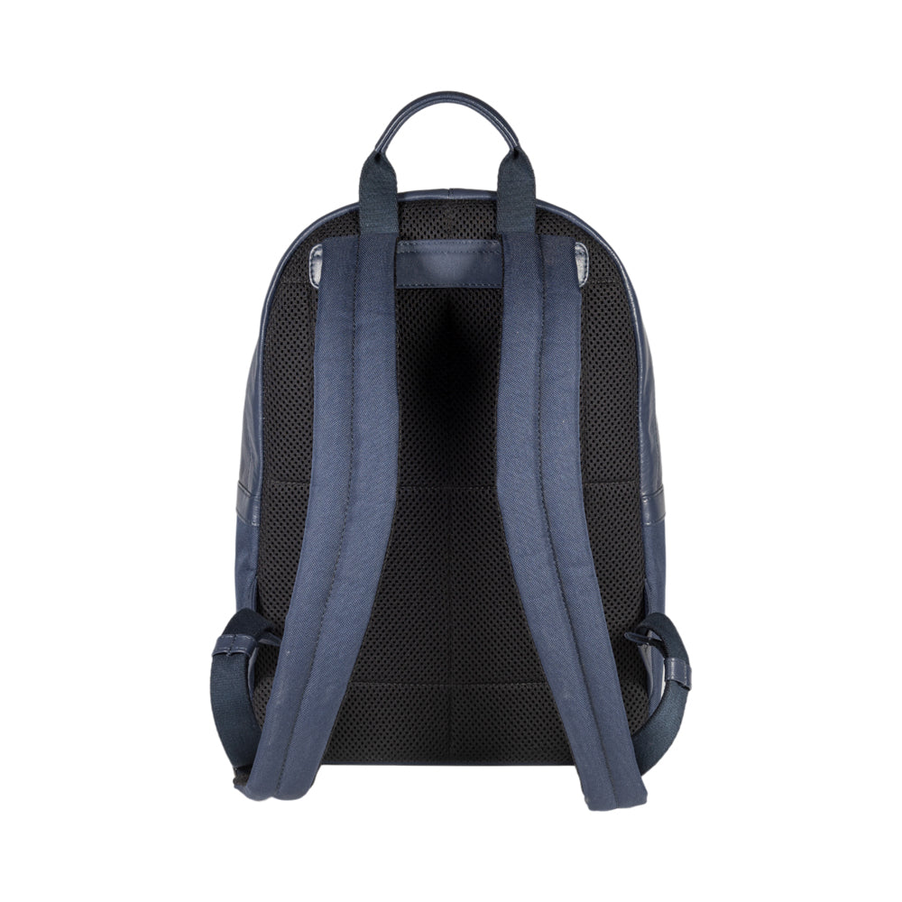 RB2001D | Zaino Porta Netbook/Tablet in Nylon/Vera Pelle, con leggera grana. Chiusura con lampo e spallacci regolabili - Colore Blu - Dimensioni: cm 27 x 38 x 14. Confezione: Sacchetto Tessuto non Tessuto-3